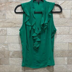 Express Emerald Ruffle Blouse